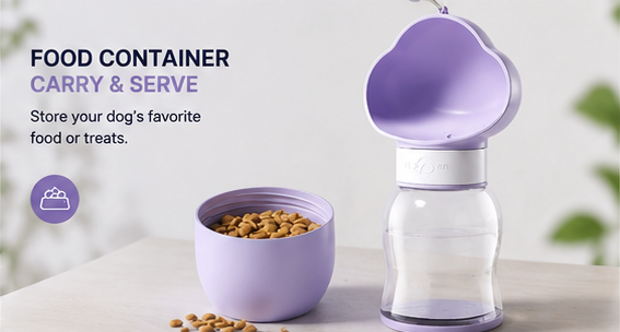 TailsAura 2-in-1 Portable Dog Water Bottle & Food Container