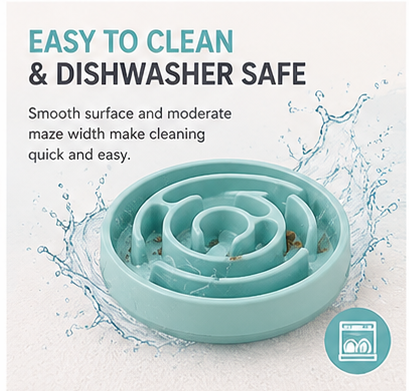 TailsAura Slow Feeding Ceramic Maze Bowl – Interactive Anti-Gulp Pet Feeder for Cats & Dogs