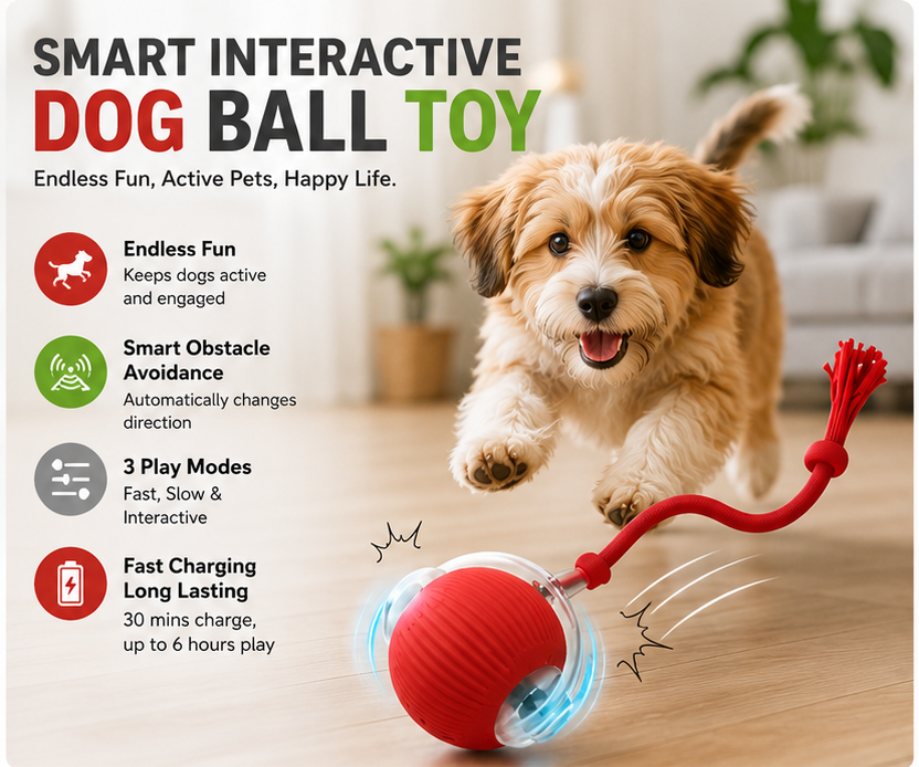 TailsAura™ Smart Rolling/Motion Ball – Interactive Dog&Cat Toy