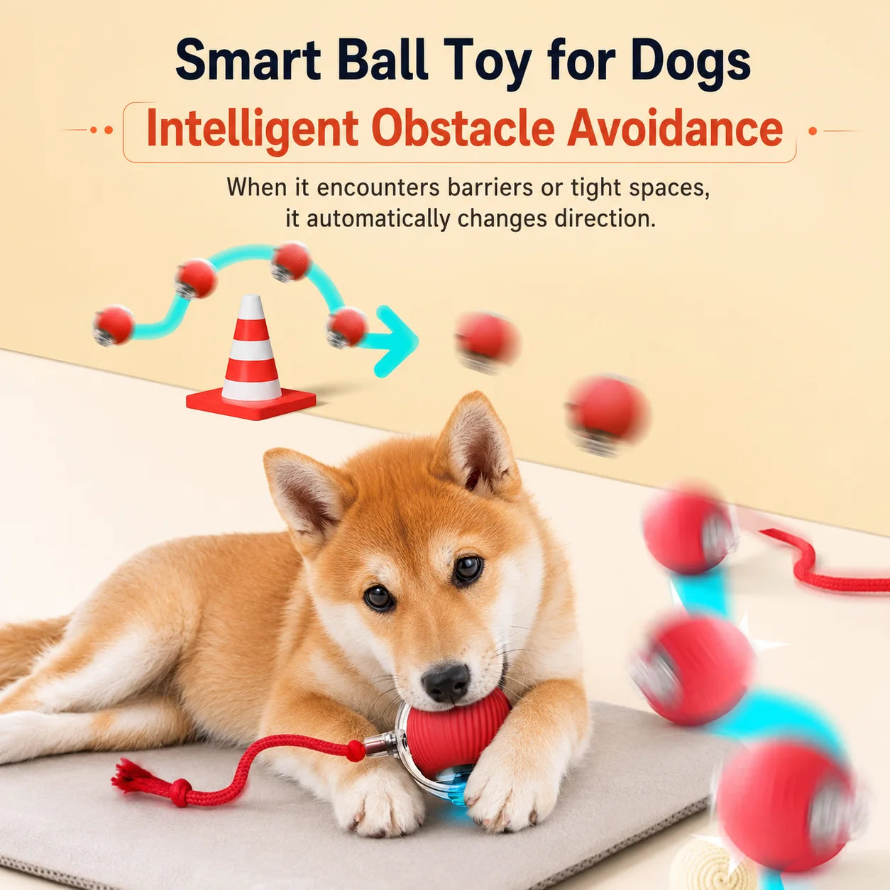 TailsAura™ Smart Rolling/Motion Ball – Interactive Dog&Cat Toy