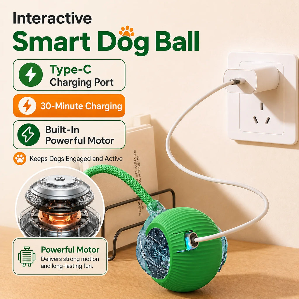 TailsAura™ Smart Rolling/Motion Ball – Interactive Dog&Cat Toy