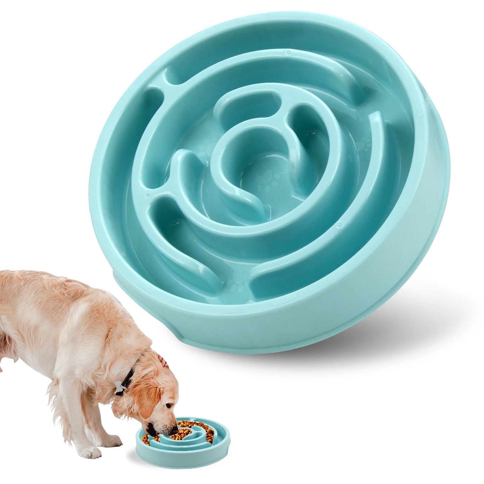 TailsAura Slow Feeding Ceramic Maze Bowl – Interactive Anti-Gulp Pet Feeder for Cats & Dogs